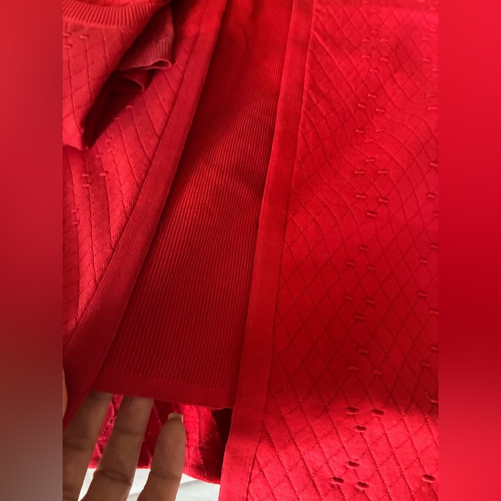 CHANEL 2014 Spring Red Textured Knit 2-Piece Skirt Suit Set - Picture 14 of 15